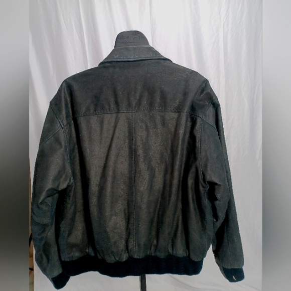 Vintage Men's Georgetown Black Leather Bomber Jacket Size L $60 - Picture 3 of 5